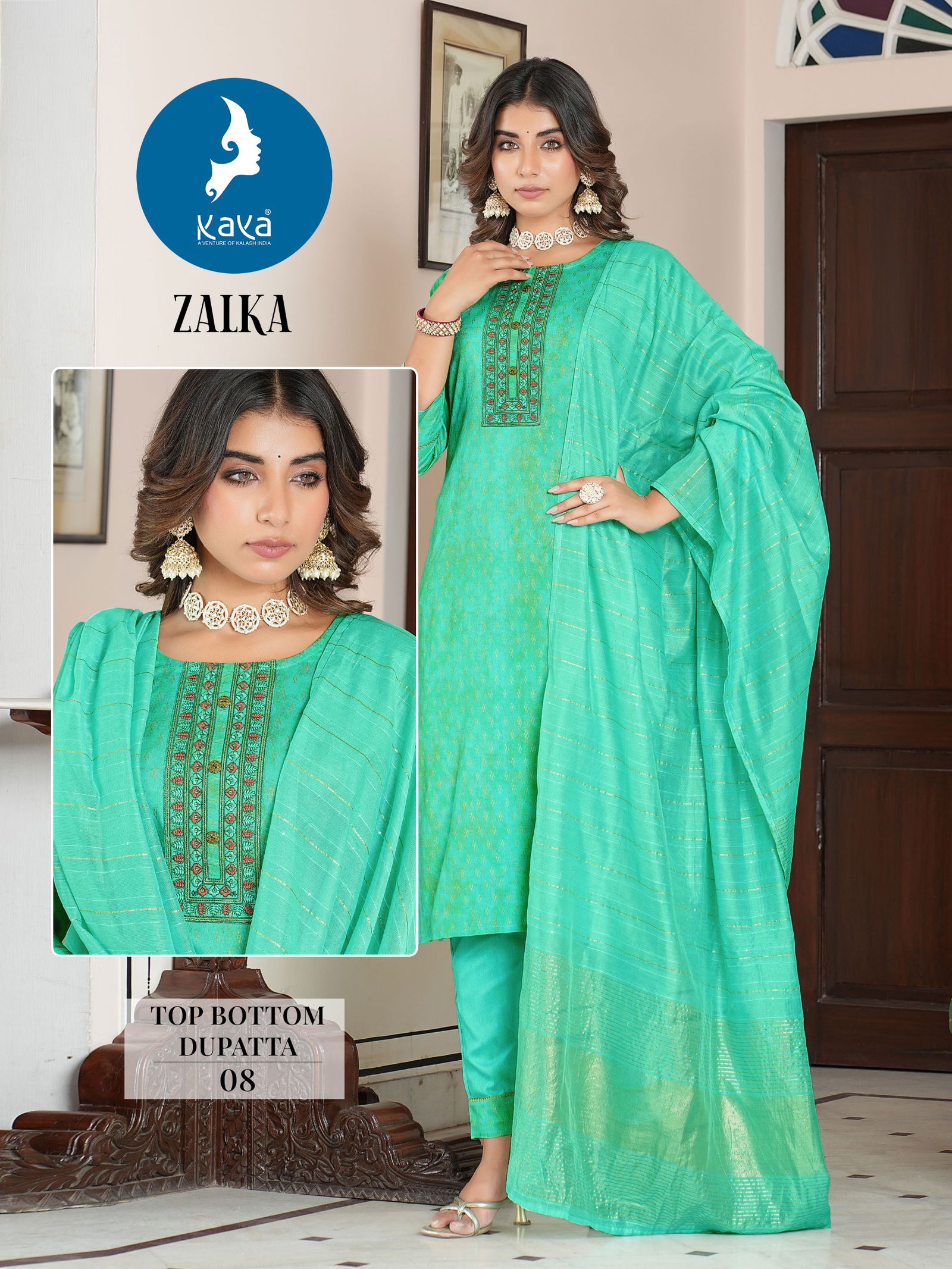 Zalka By Kaya Printed Rayon Designer Kurtis With Bottom Dupatta Wholesalers In Delhi